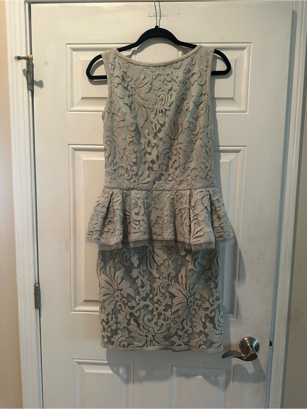Tadashi Shoji Light Blue Lace Peplum Midi Dress